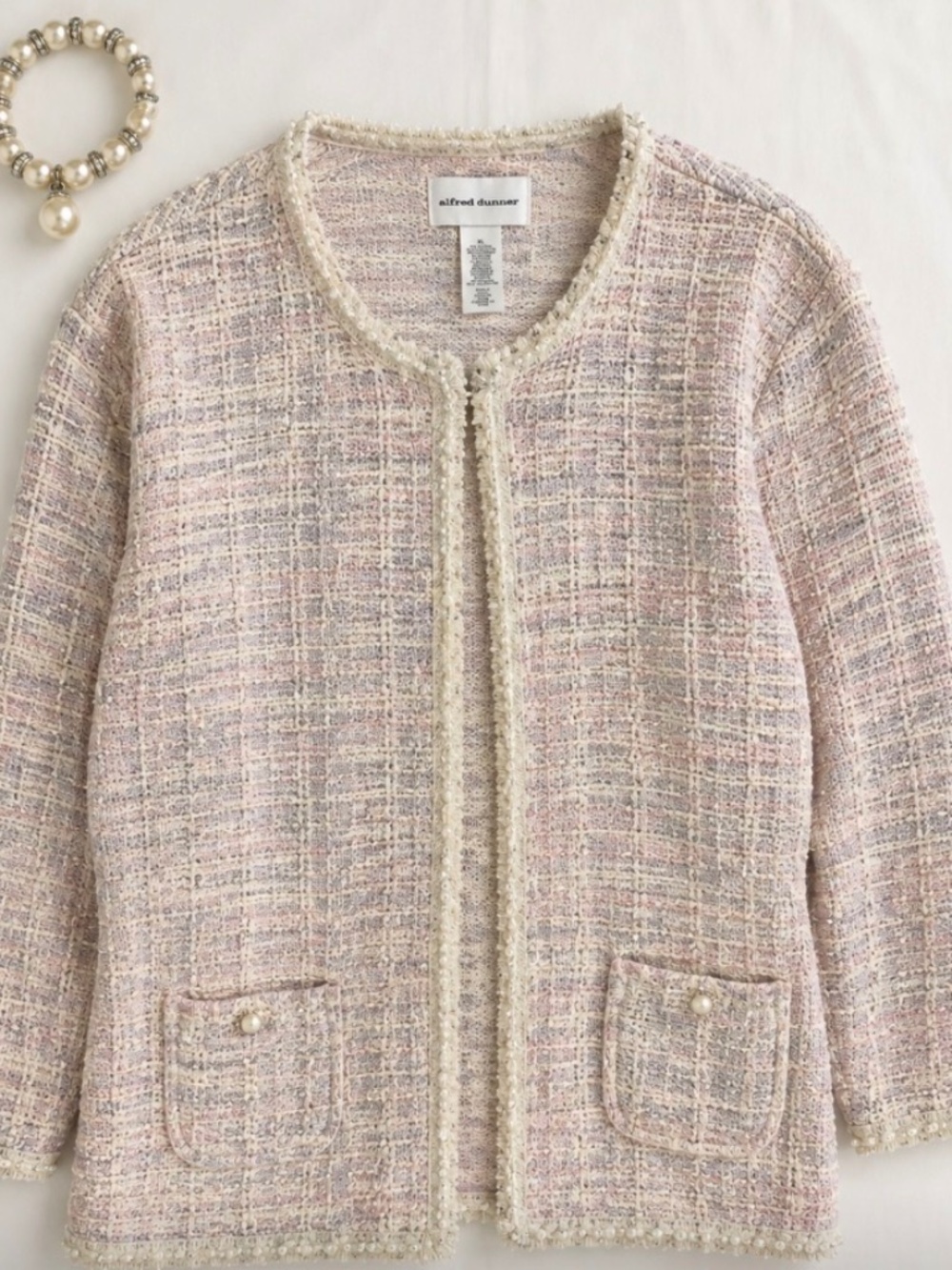 Alfred Dunner Textured Tweed Cardigan Jacket – Women's XL